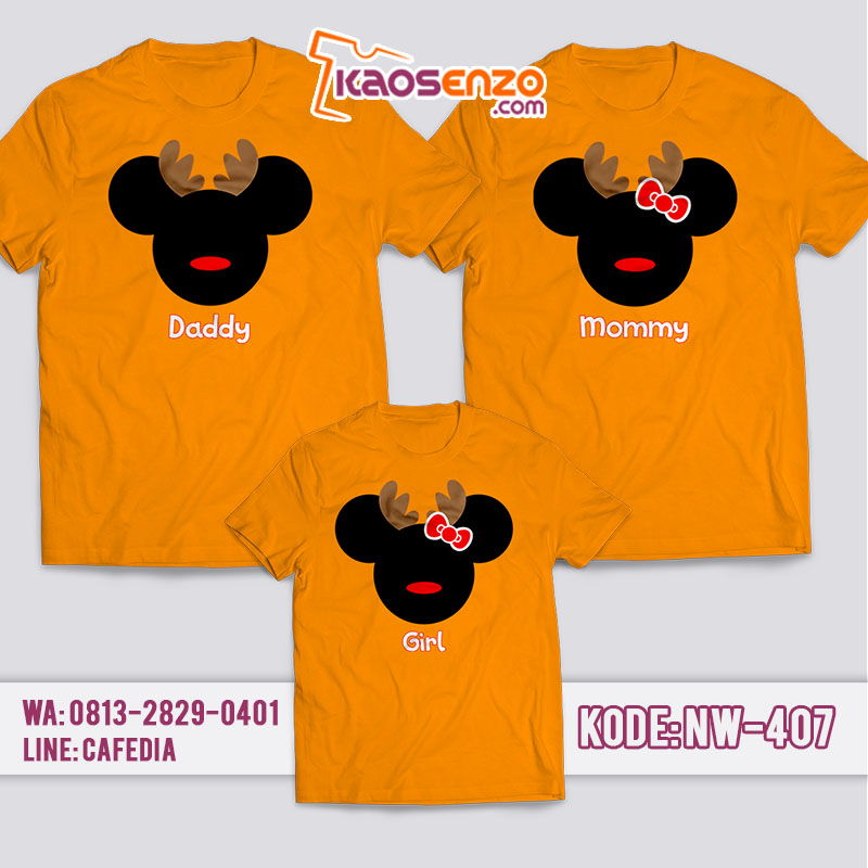 Baju Kaos Couple Keluarga | Kaos Family Custom Mickey Deer Christmas - NW 407