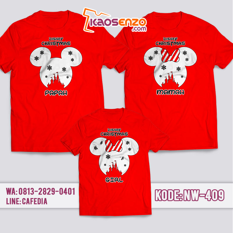 Baju Kaos Couple Keluarga | Kaos Family Custom Mickey Mouse Christmas - NW 409