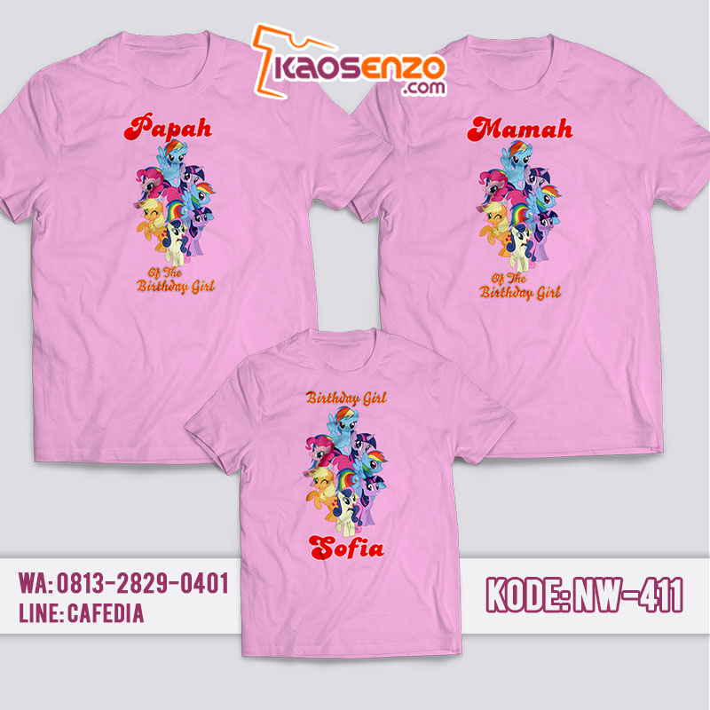 Kaos Couple Keluarga | Kaos Ulang Tahun Anak Little Pony - NW 411