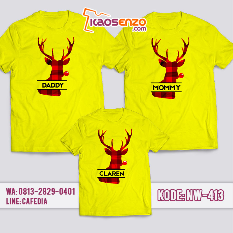 Baju Kaos Couple Keluarga | Kaos Family Custom Deer Christmas - NW 413