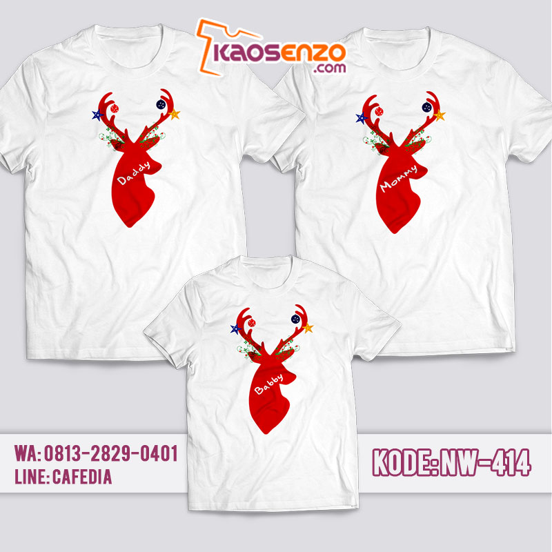 Baju Kaos Couple Keluarga | Kaos Family Custom Deer Christmas - NW 414