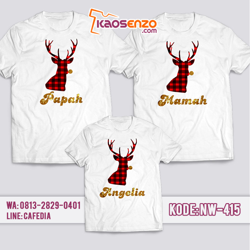 Baju Kaos Couple Keluarga | Kaos Family Custom Deer Christmas - NW 415