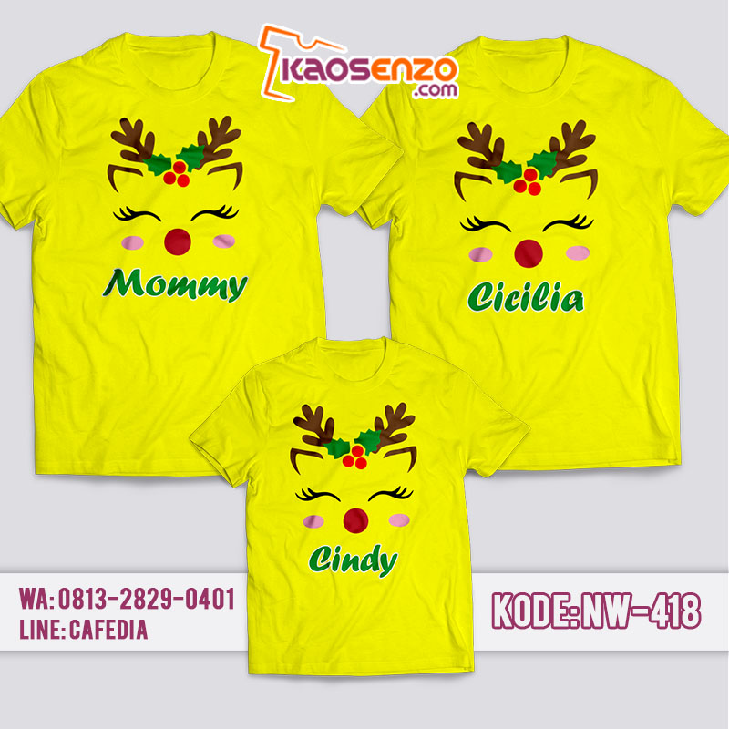Baju Kaos Couple Keluarga | Kaos Family Custom Deer Christmas - NW 418