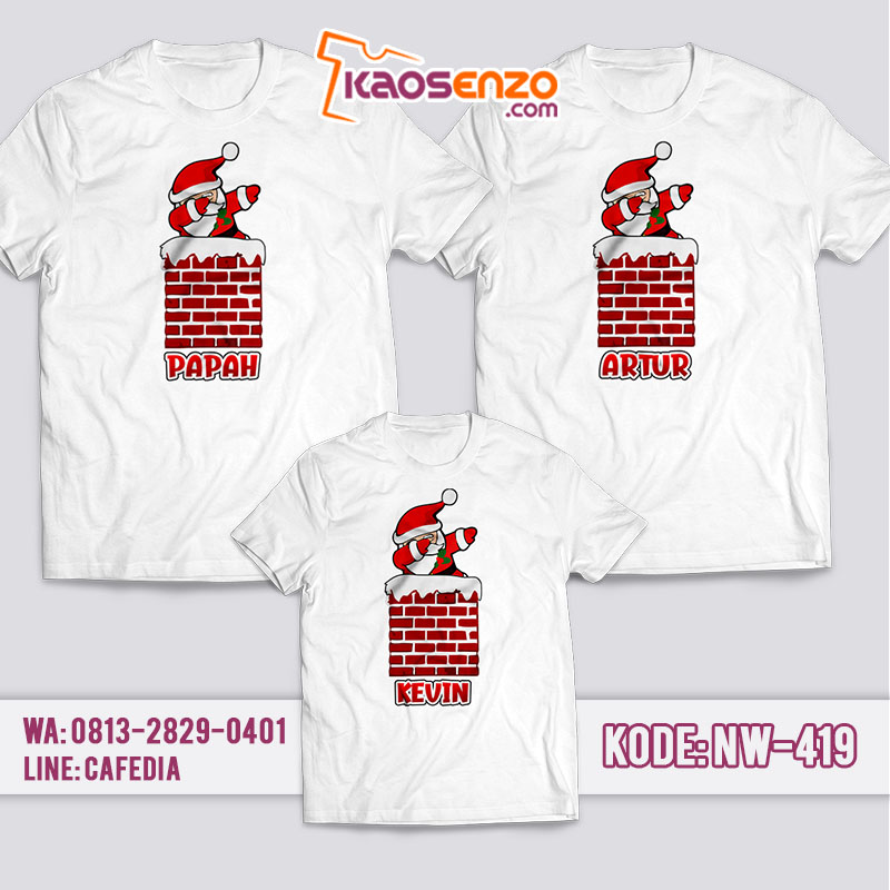 Baju Kaos Couple Keluarga | Kaos Family Custom Santa Claus Christmas - NW 419