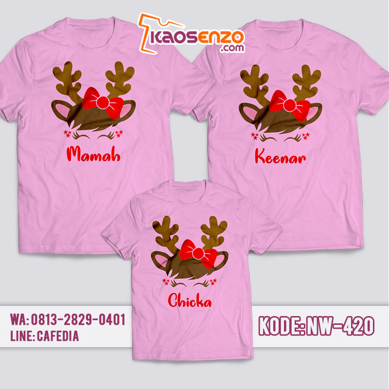 Baju Kaos Couple Keluarga | Kaos Family Custom Deer Christmas - NW 420
