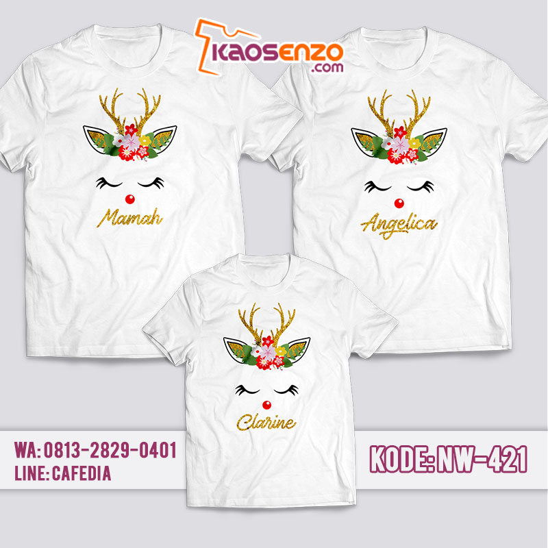 Baju Kaos Couple Keluarga | Kaos Family Custom Unicorn Deer Christmas - NW 421