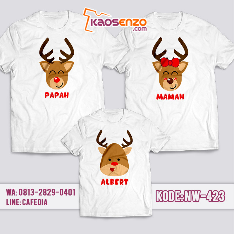 Baju Kaos Couple Keluarga | Kaos Family Custom Deer Christmas - NW 423