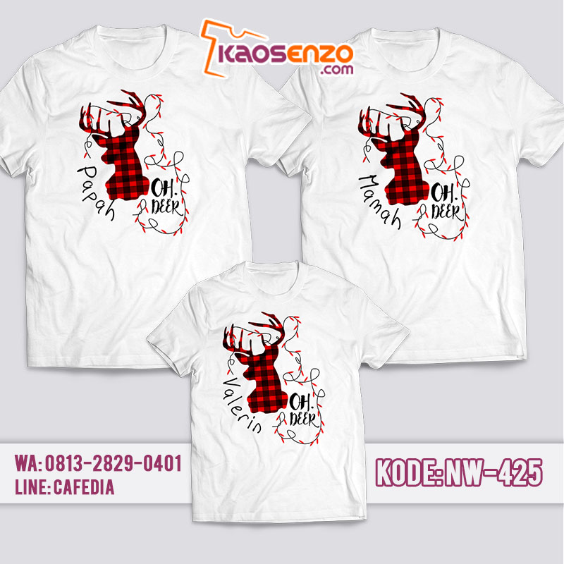 Baju Kaos Couple Keluarga | Kaos Family Custom Deer Christmas - NW 425