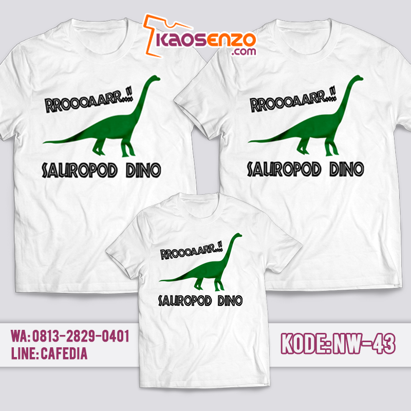 Baju Couple Keluarga | Baju Kaos Ultah Motif Sauropod Dino