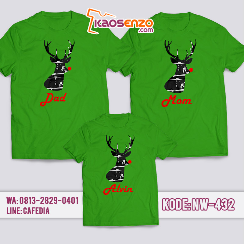 Baju Kaos Couple Keluarga | Kaos Family Custom Deer Christmas - NW 432