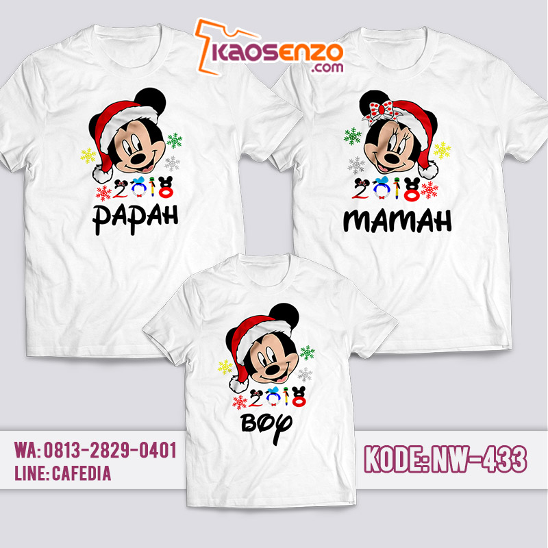 Baju Kaos Couple Keluarga | Kaos Family Custom Disney Mickey Christmas - NW 433