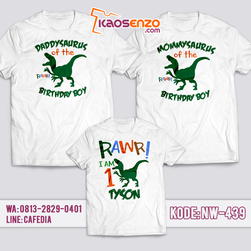 Kaos Couple Keluarga | Kaos Ulang Tahun Anak Dinosaurus - NW 439