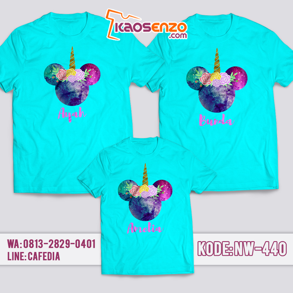 Baju Kaos Couple Keluarga | Kaos Family Custom Mickey Unicorn - NW 440