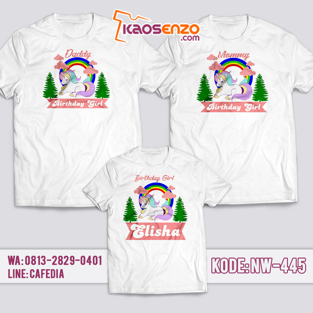 Kaos Couple Keluarga | Kaos Ulang Tahun Anak Unicorn - NW 445 