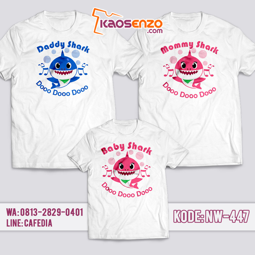 Baju Kaos Couple Keluarga | Kaos Family Custom Baby Shark - NW 447