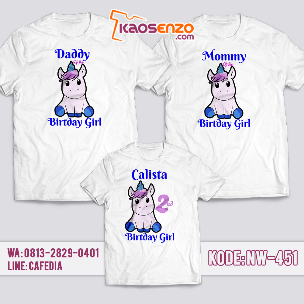 Kaos Couple Keluarga | Kaos Ulang Tahun Anak Unicorn - NW 451