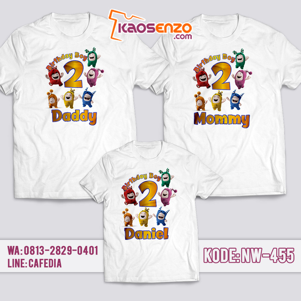 Kaos Couple Keluarga | Kaos Ulang Tahun Anak Oddbods - NW 455