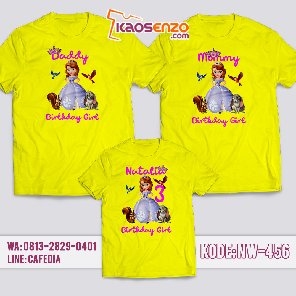 Kaos Couple Keluarga | Kaos Ulang Tahun Anak Princess Sofia - NW 456