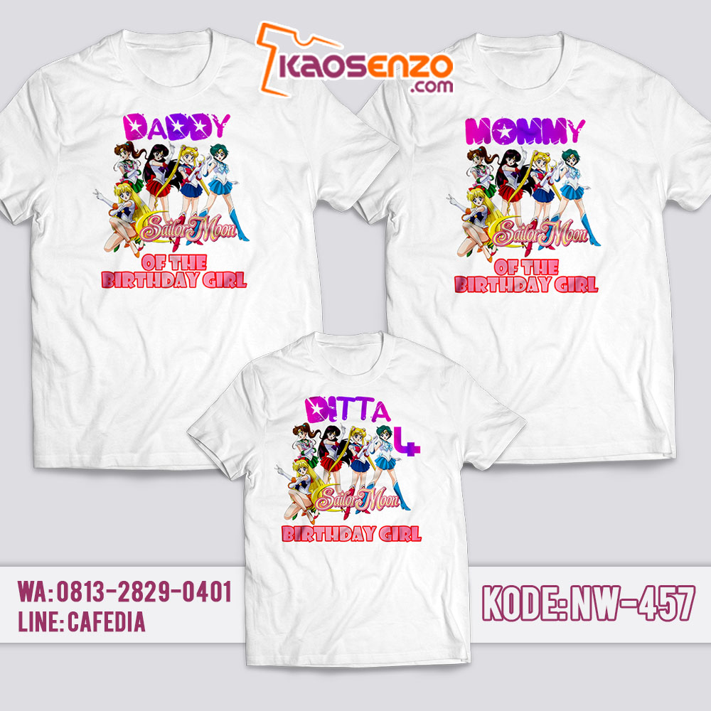 Kaos Couple Keluarga | Kaos Ulang Tahun Anak Sailor Moon - NW 457