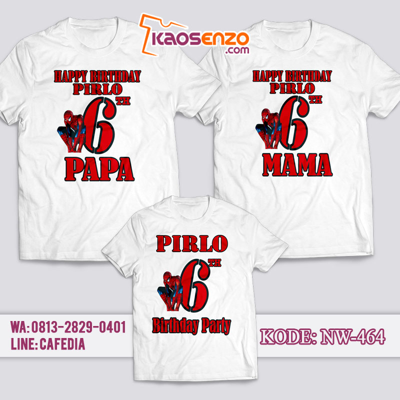 Kaos Couple Keluarga | Kaos Ulang Tahun Anak Spiderman - NW 464