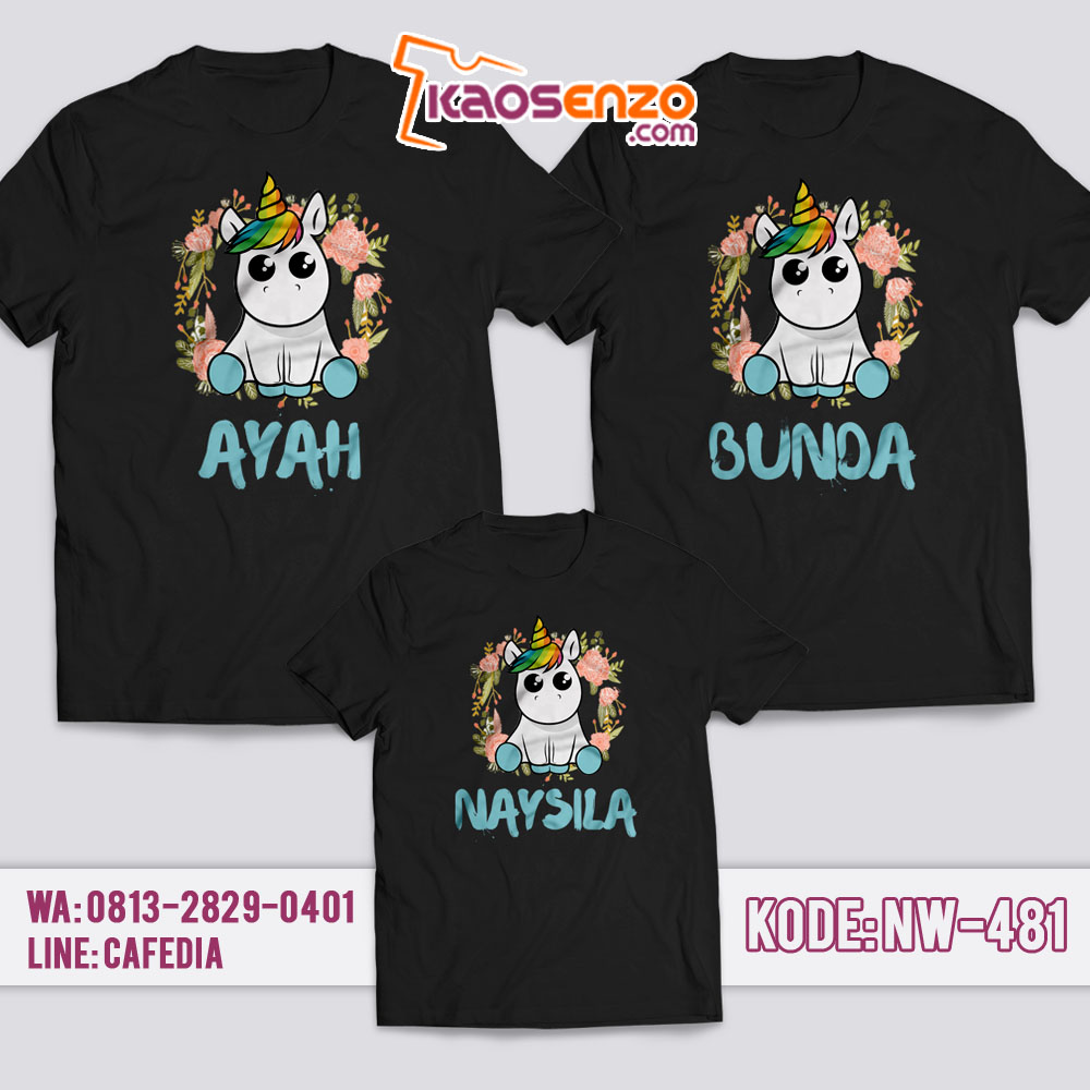 Baju Kaos Couple Keluarga | Kaos Family Custom Unicorn - NW 481
