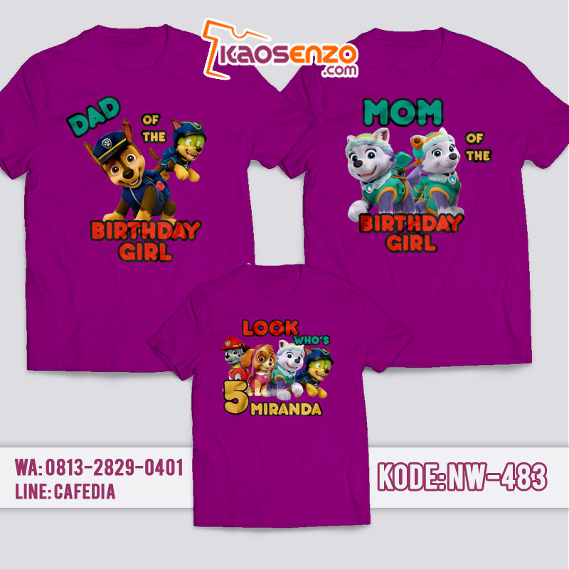 Kaos Couple Keluarga | Kaos Ulang Tahun Anak Paw Patrol - NW 483