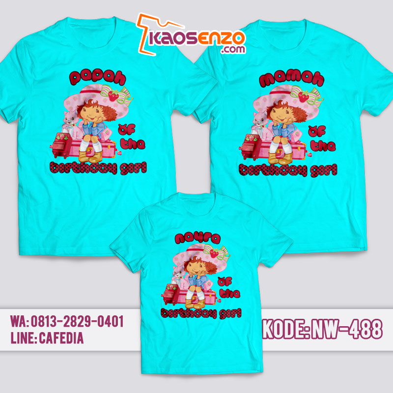 Kaos Couple Keluarga | Kaos Ulang Tahun Anak Strawberry Shortcake - NW 488