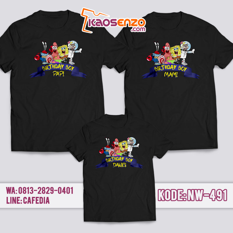 Kaos Couple Keluarga | Kaos Ulang Tahun Anak Spongebob - NW 491