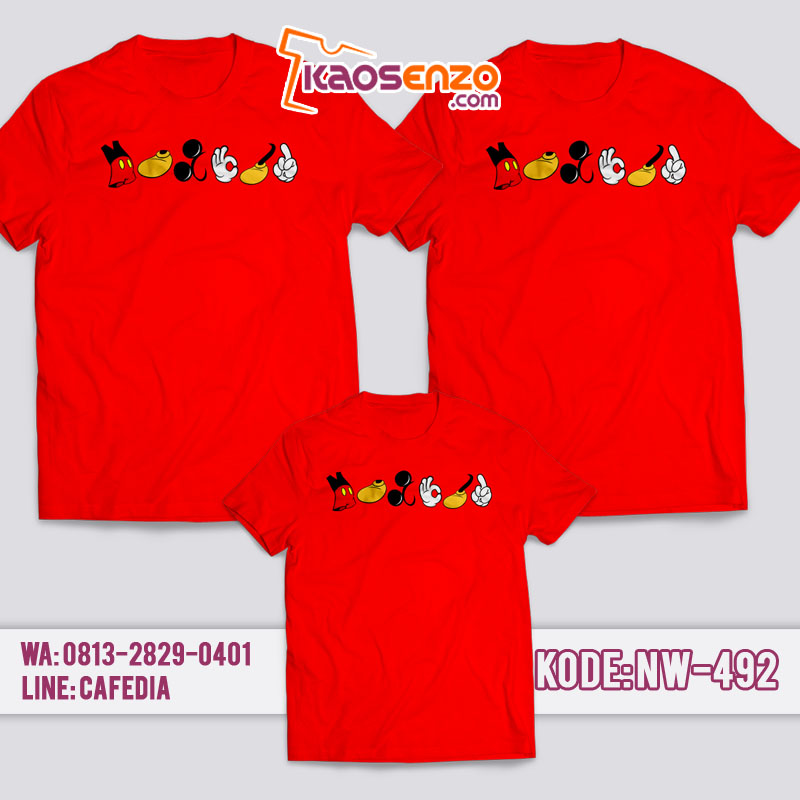 Baju Kaos Couple Keluarga | Kaos Family Custom Mickey & Minnie Mouse - NW 492