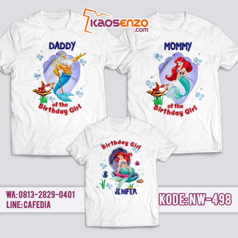 Kaos Couple Keluarga | Kaos Ulang Tahun Anak Princess Ariel - NW 498