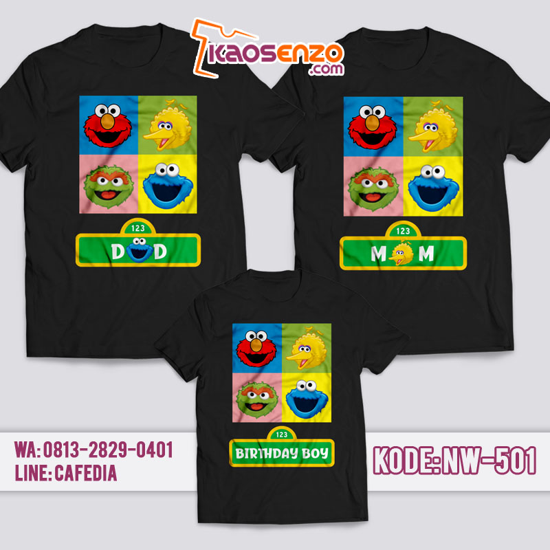 Kaos Couple Keluarga | Kaos Ulang Tahun Anak Elmo - NW 501