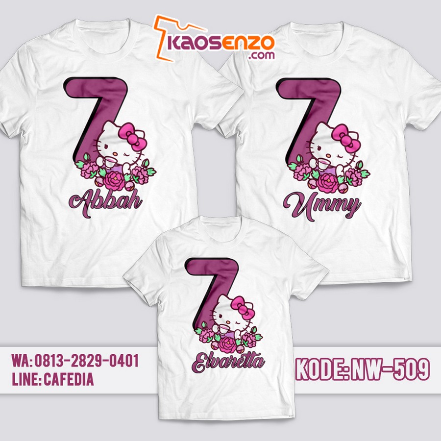 Kaos Couple Keluarga | Kaos Ulang Tahun Anak | Kaos Hello Kitty - NW 509