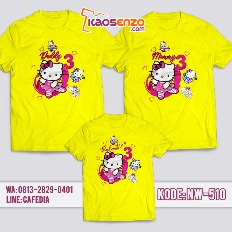 Kaos Couple Keluarga | Kaos Ulang Tahun Anak | Kaos Hello Kitty lucu - NW 510