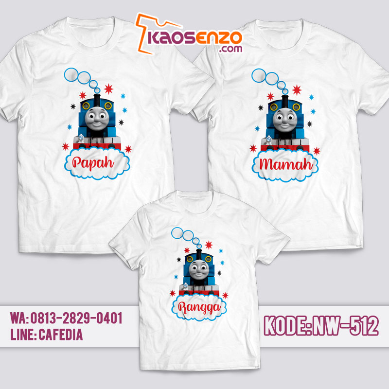 Baju Kaos Couple Keluarga | Kaos Family Custom | Kaos Kereta Thomas | Kaos Thomas Unik - NW 512