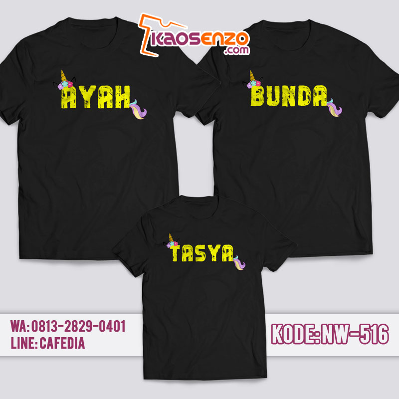 Baju Kaos Couple Keluarga | Kaos Family Custom Unicorn - NW 516