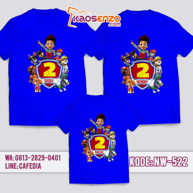 Kaos Couple Keluarga | Kaos Ulang Tahun Anak Paw Patrol - NW 522