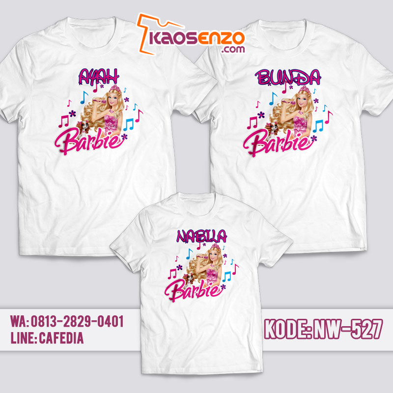 Baju Kaos Couple Keluarga | Kaos Family Custom Princess Barbie - NW 527