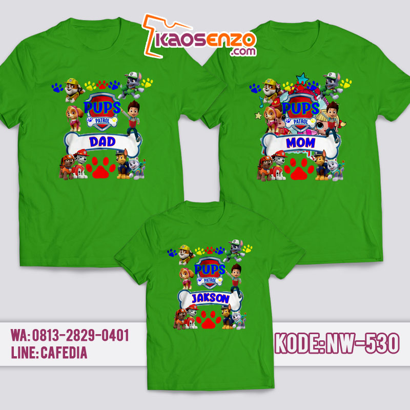 Baju Kaos Couple Keluarga | Kaos Family Custom Paw Patrol - NW 530