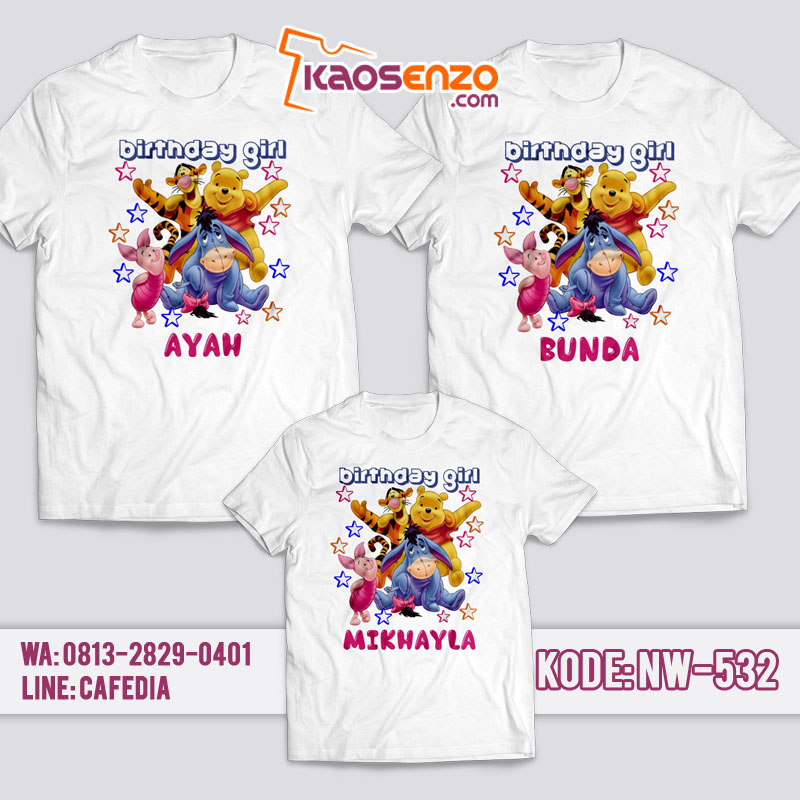 Kaos Couple Keluarga | Kaos Ulang Tahun Anak Winnie The Pooh - NW 532