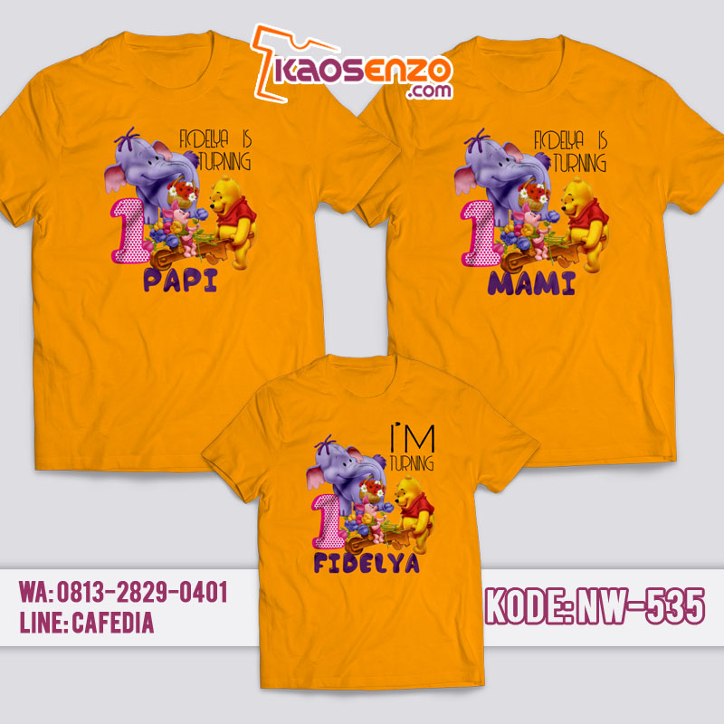 Kaos Couple Keluarga | Kaos Ulang Tahun Anak Winnie The Pooh - NW 535