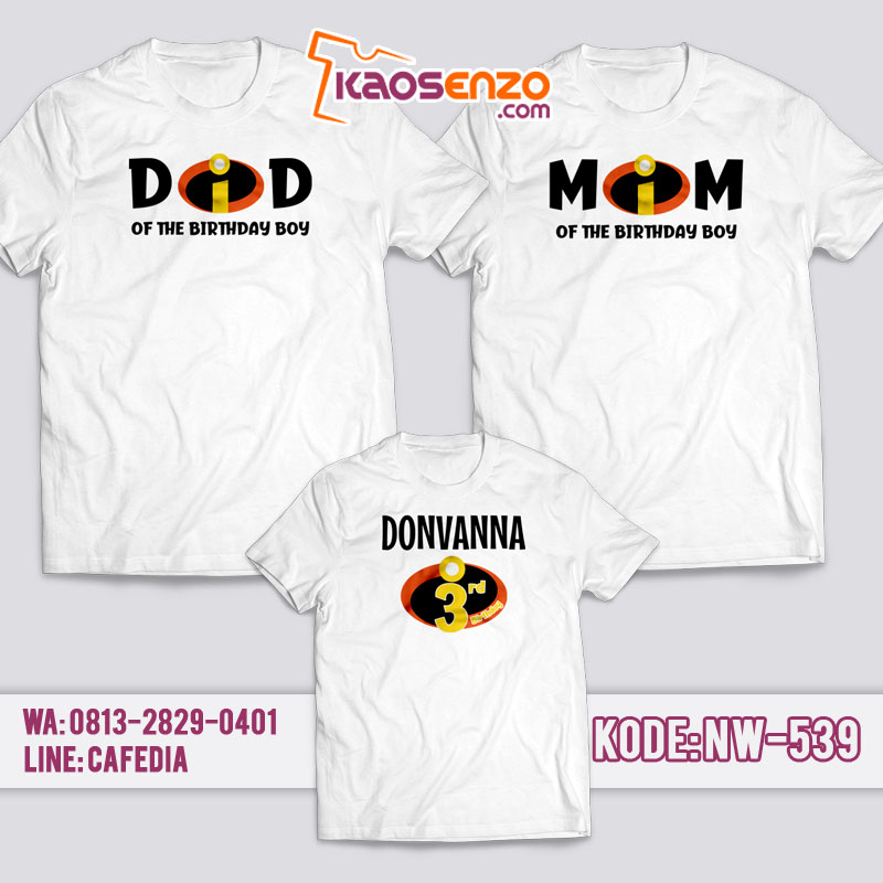 Kaos Couple Keluarga | Kaos Ulang Tahun Anak The Incredibles - NW 539