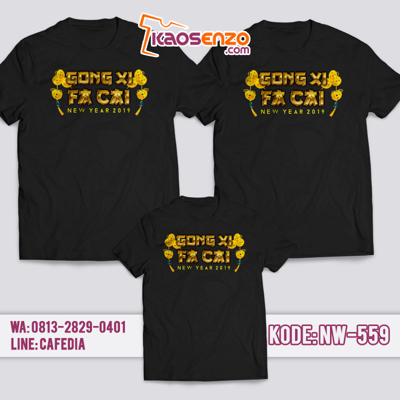 Baju Kaos Couple Keluarga | Kaos Family Custom Gong Xi Fa Cai - NW 559