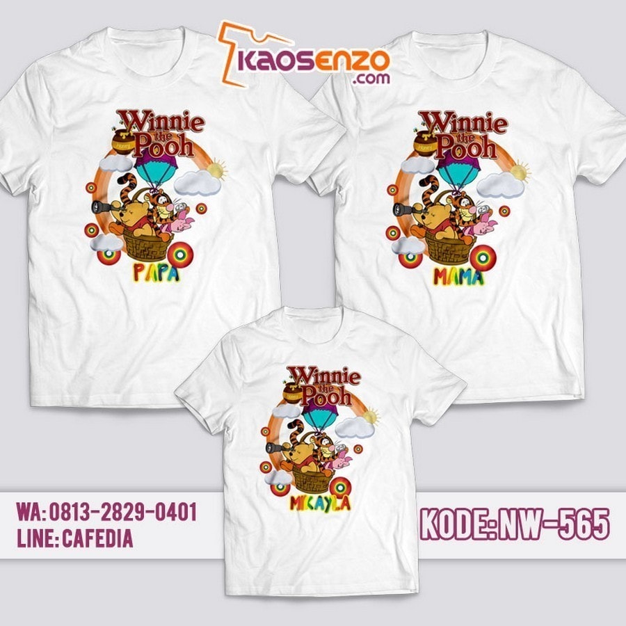 Baju Kaos Couple Keluarga | Kaos Family Custom | Kaos Winnie The Pooh - NW 565