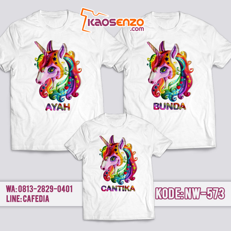 Baju Kaos Couple Keluarga | Kaos Family Custom Unicorn - NW 573