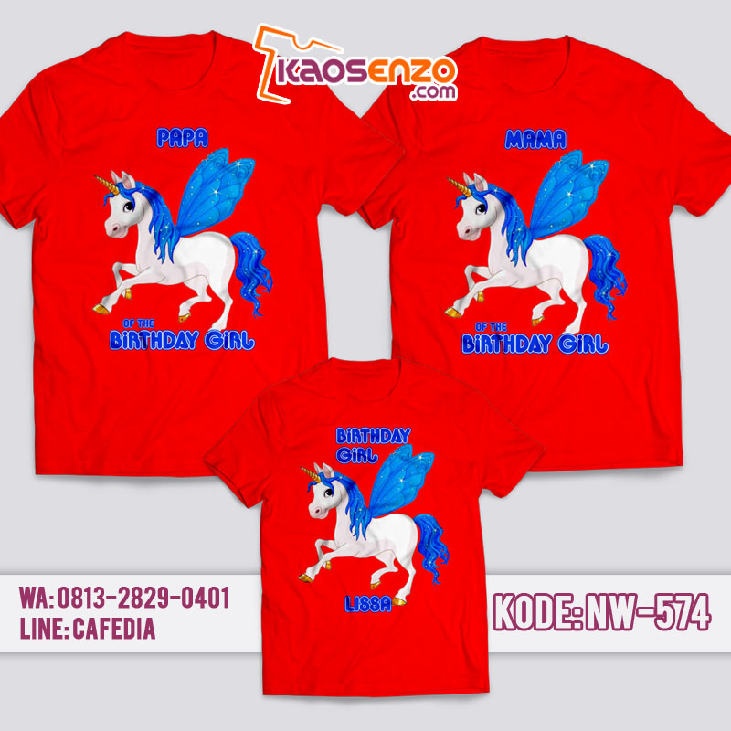 Kaos Couple Keluarga | Kaos Ulang Tahun Anak Unicorn - NW 574