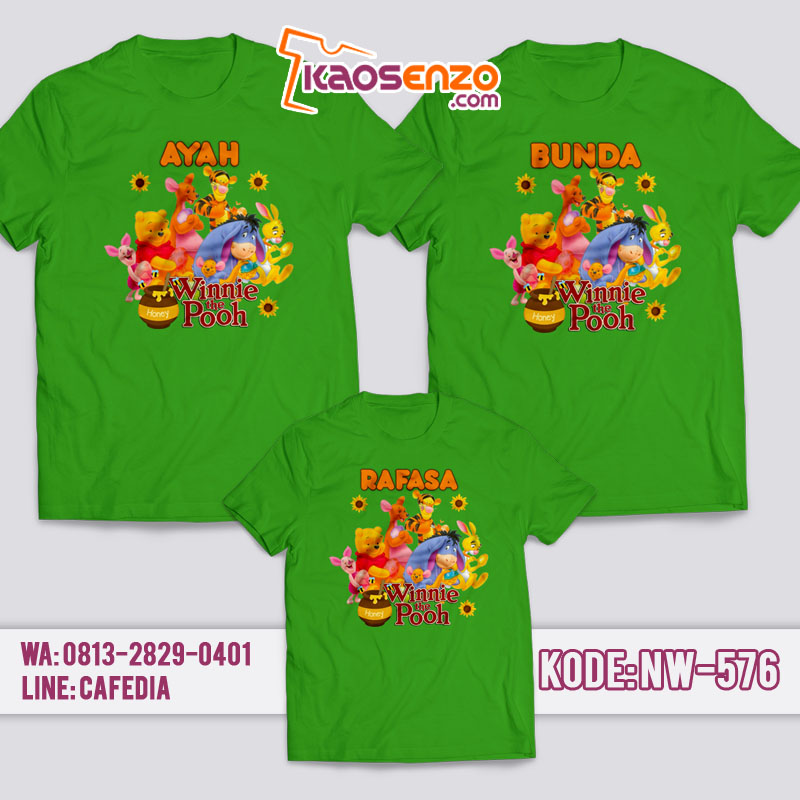 Baju Kaos Couple Keluarga | Kaos Family Custom Winnie The Pooh - NW 576