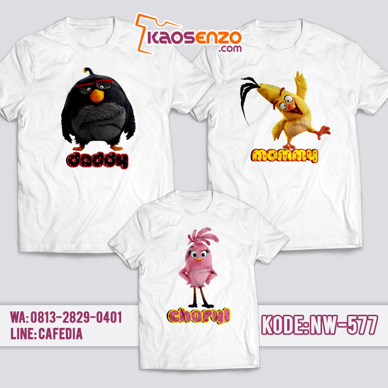 Baju Kaos Couple Keluarga | Kaos Family Custom Angry Bird - NW 577