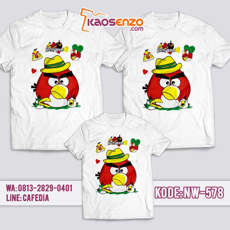 Baju Kaos Couple Keluarga | Kaos Family Custom Angry Bird - NW 578