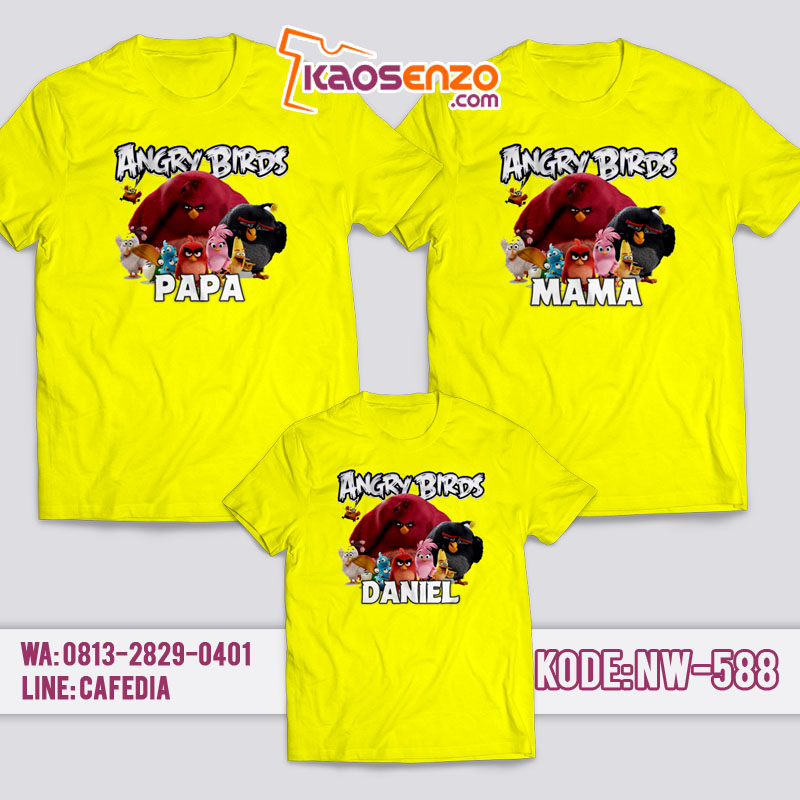 Baju Kaos Couple Keluarga | Kaos Family Custom Angry Bird - NW 588