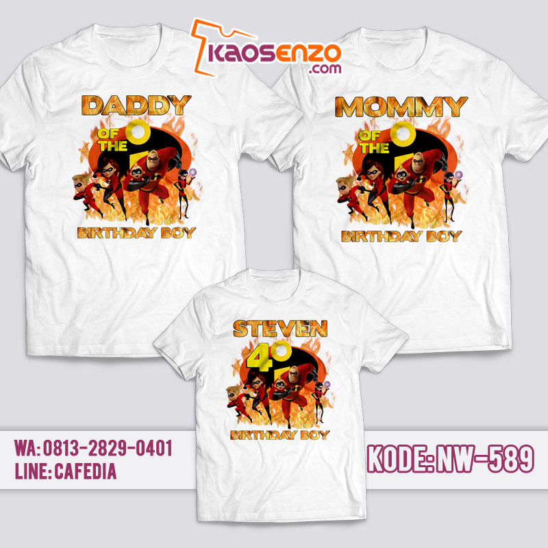 Kaos Couple Keluarga | Kaos Ulang Tahun Anak The Incredibles - NW 589